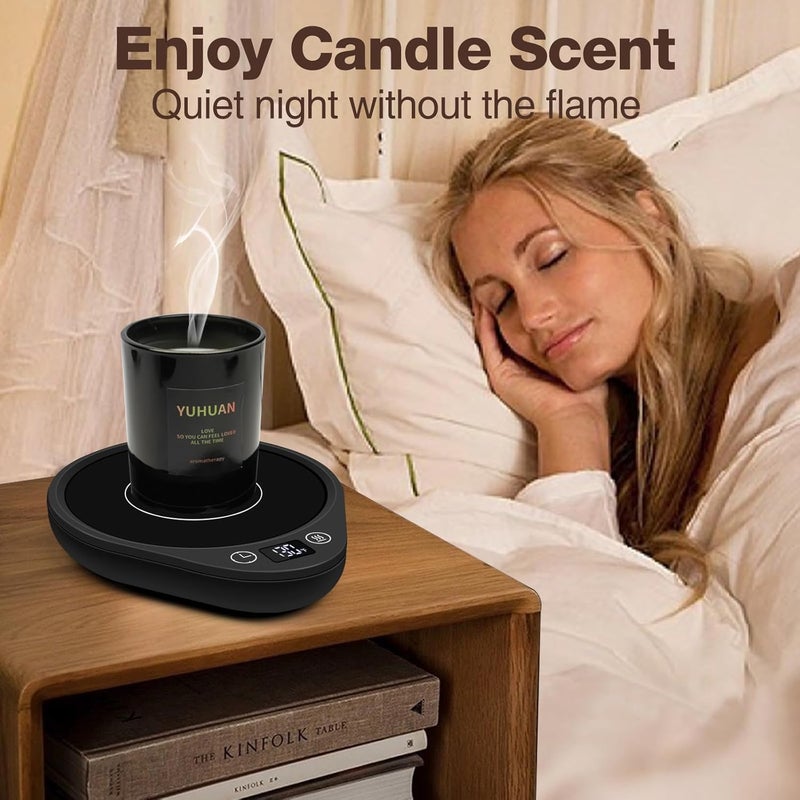 PUSEE Coffee Mug Warmer - Electric Large Candle Warmer Plate with 4H Auto Shut Off, 3-Temp Settings Cup Heater for Desk, Tea, Milk, Cocoa - Image 5